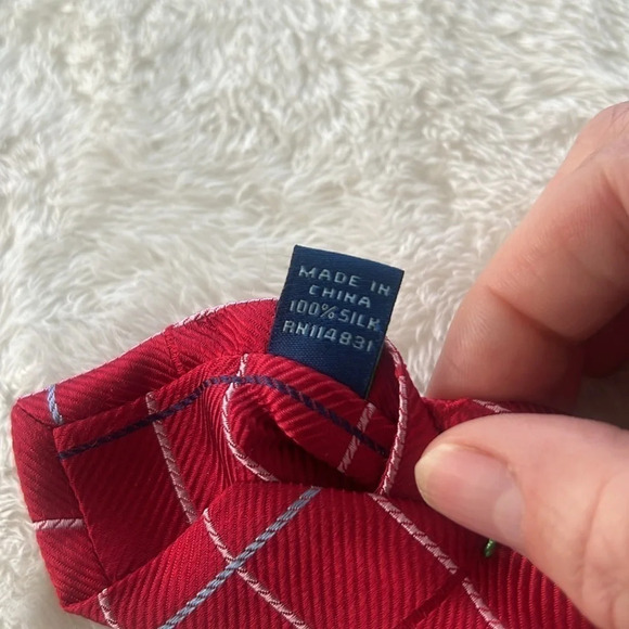 Haspel Fresh Tailored 100% Silk July 4th Tie Red White and Blue Diagonal Pattern - Picture 8 of 13